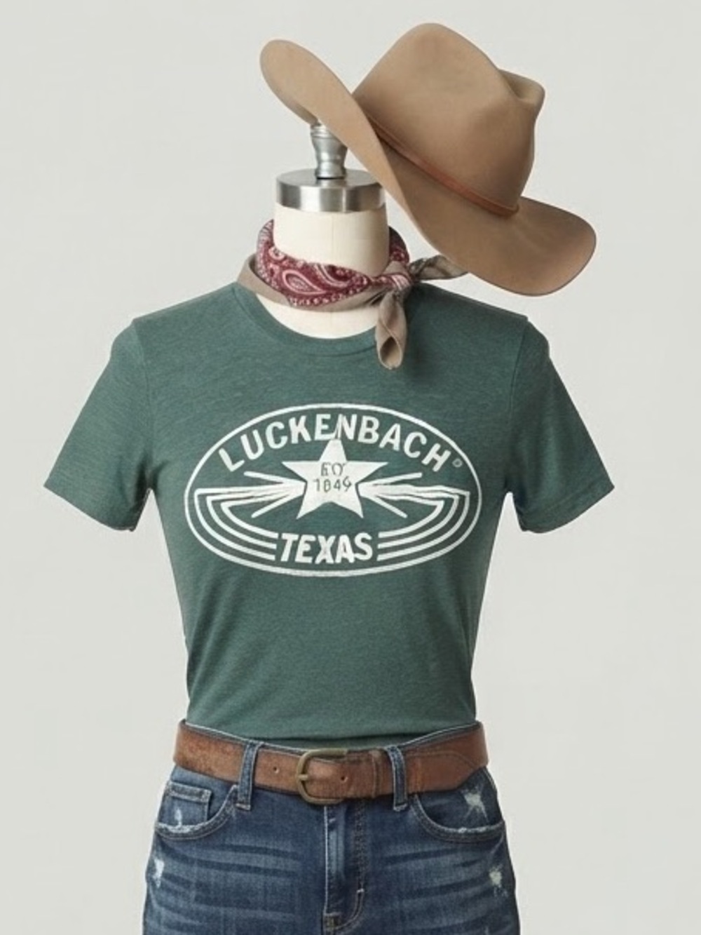 American Apparel Forest Green Luckenbach Texas Graphic Tee sz S